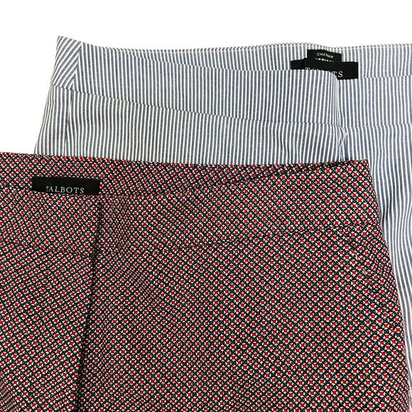 2 Talbots Women's Ankle Pants size 14 Chatham Stripe Heritage Pattern Office - Picture 2 of 11